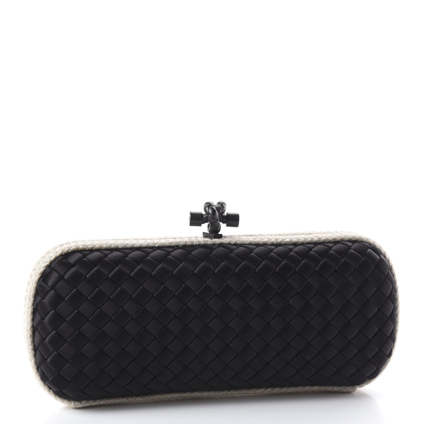 Satin Intreccio Impero Stretch Knot Clutch Black Natural