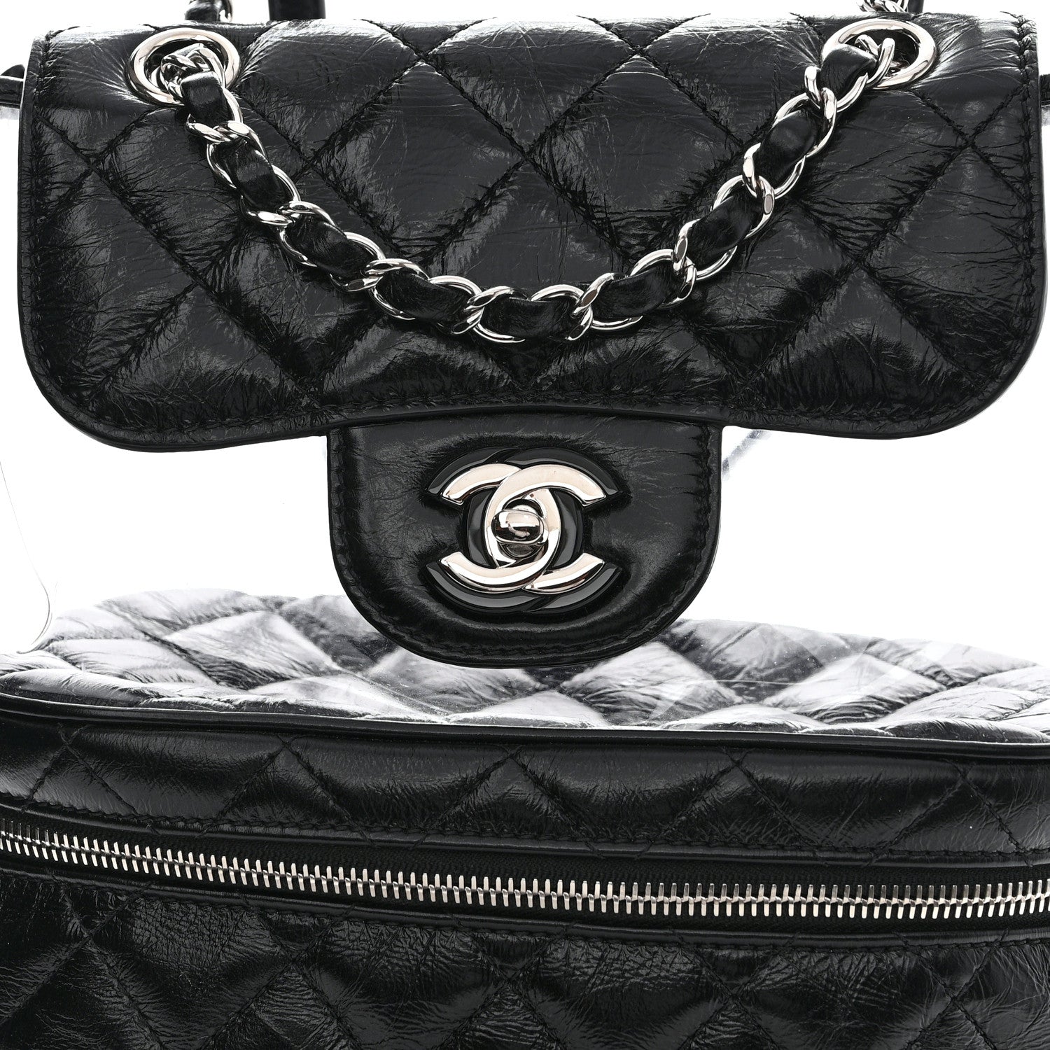 Chanel Crumpled Calfskin PVC Quilted Backpack Black 9 of 11