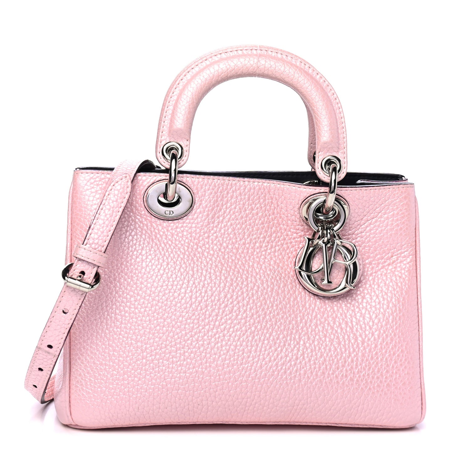 Metallic Bullcalf Mini Diorissimo Tote Pink
