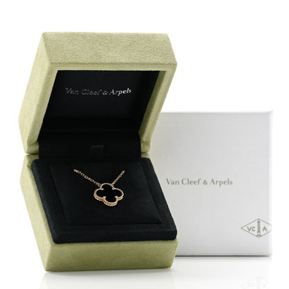Van Cleef & Arpels 18K Yellow Gold Black Onyx Vintage Alhambra Pendant Necklace 7 of 7