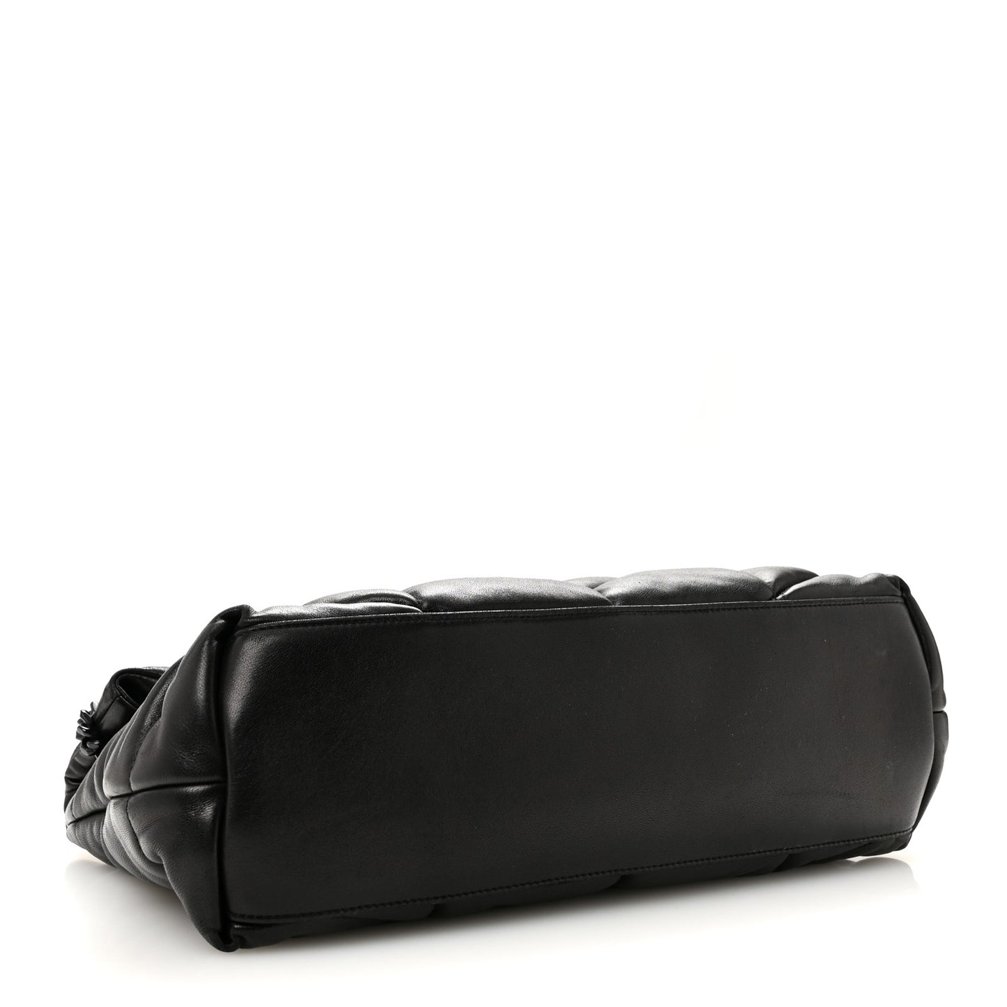 Lambskin Quilted Monogram Monochrome Medium Loulou Puffer Chain Satchel Black