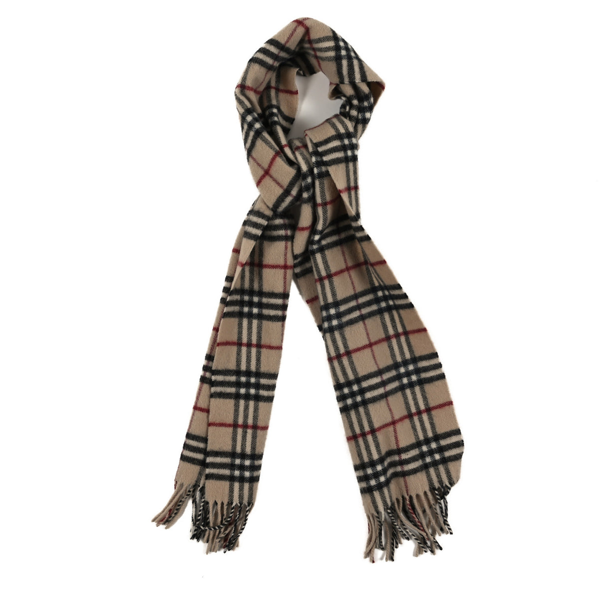 Burberry Cashmere Check Fringe Scarf Archive Beige 1 of 3