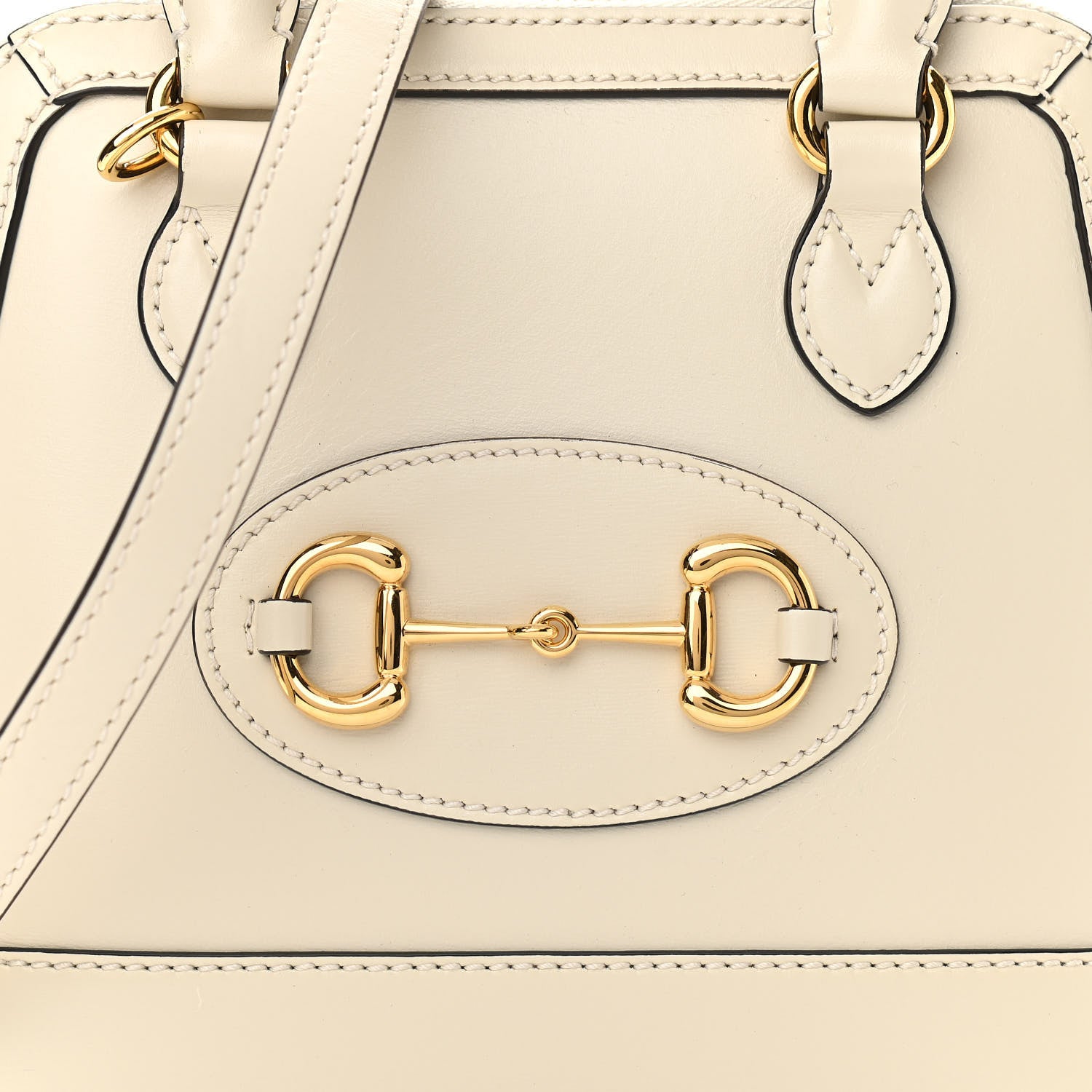 Gucci Boarded Plutone Calfskin Mini Horsebit 1955 Top Handle Bag Mystic White 8 of 10