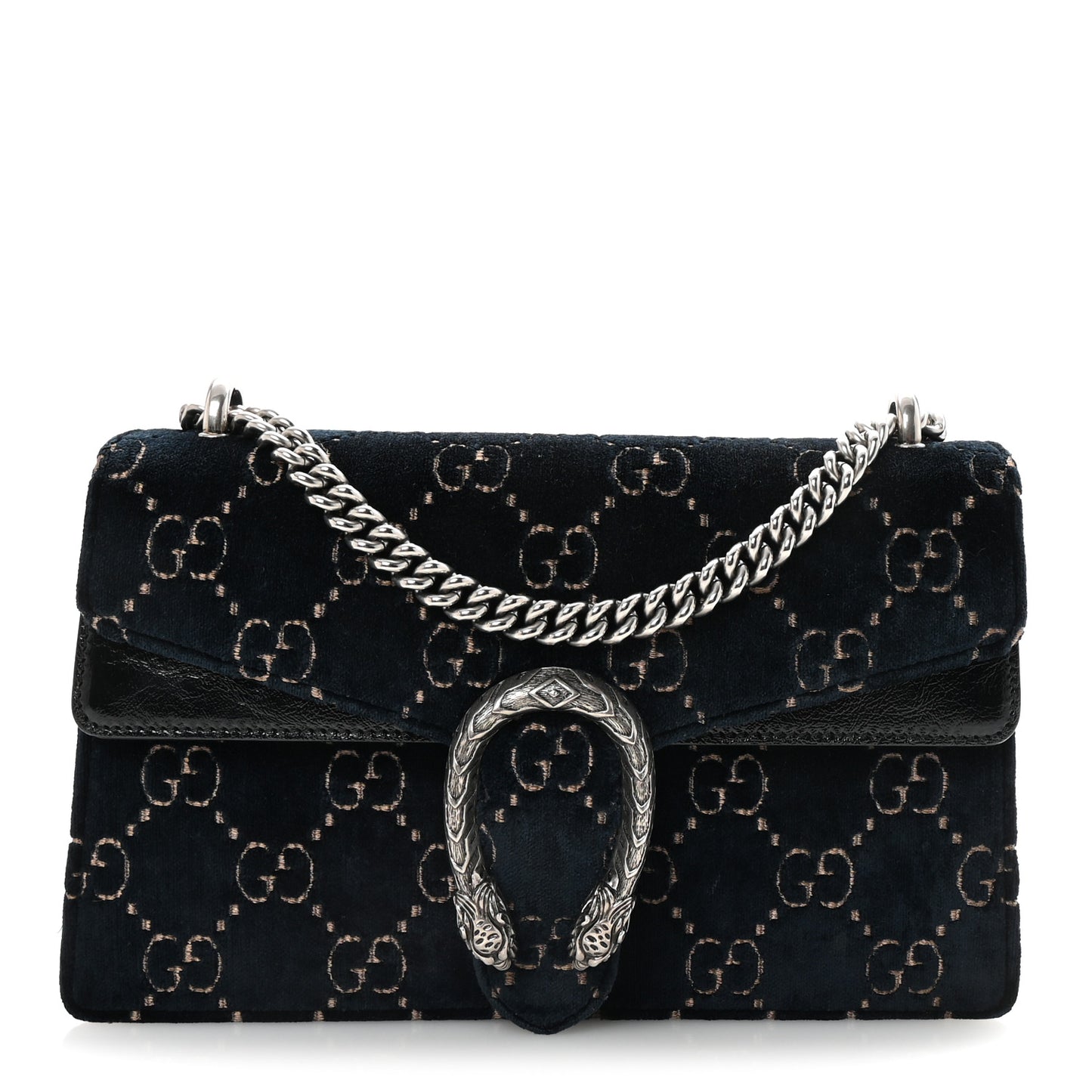 Velvet Skipper GG Monogram Small Dionysus Shoulder Bag Blue Beige Black