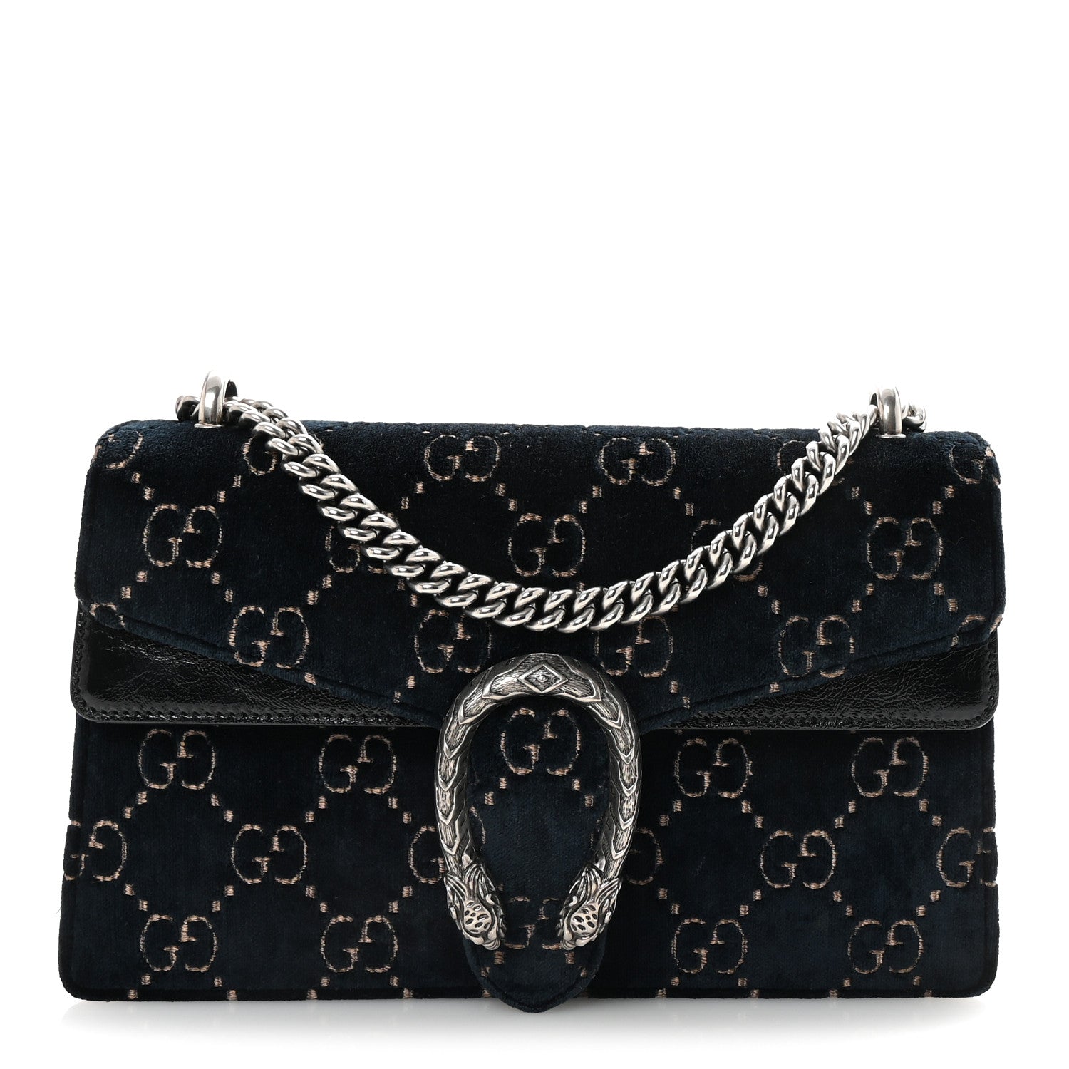 Gucci Velvet Skipper GG Monogram Small Dionysus Shoulder Bag Blue Beige Black 1 of 10