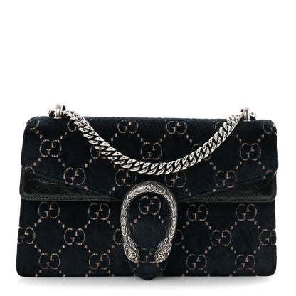 Gucci Velvet Skipper GG Monogram Small Dionysus Shoulder Bag Blue Beige Black 1 of 10