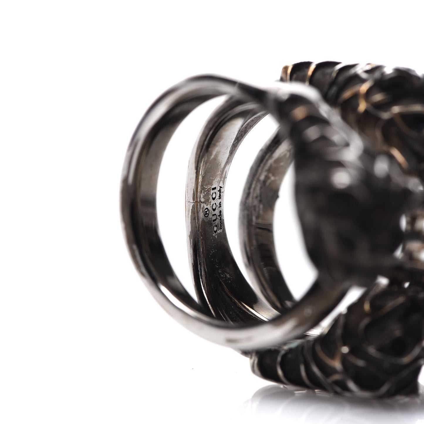 Pearl Tiger Heads Double Wrap Ring 9.5 Silver