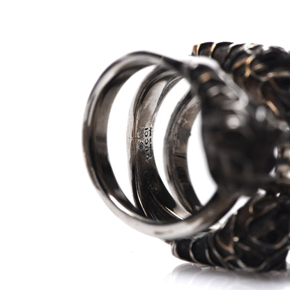 Gucci Pearl Tiger Heads Double Wrap Ring 9.5 Silver 4 of 7