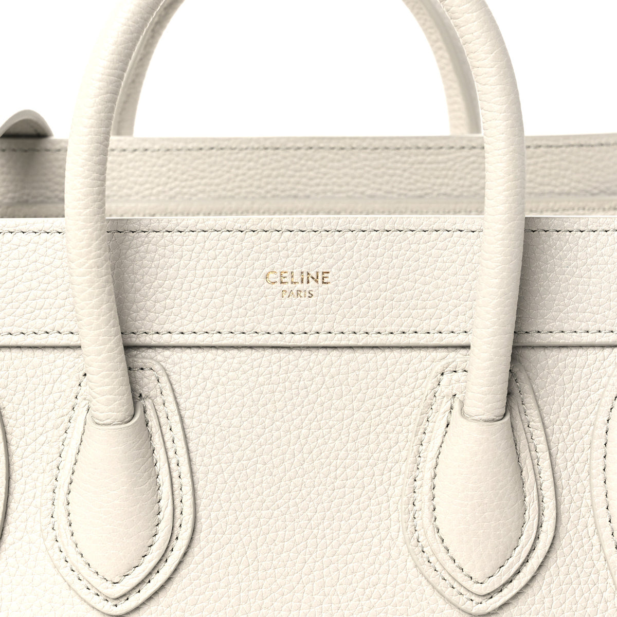 Celine Drummed Calfskin Nano Luggage Chalk 5 of 10