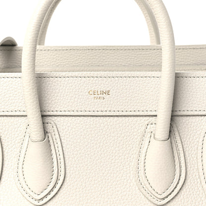 Celine Drummed Calfskin Nano Luggage Chalk 5 of 10