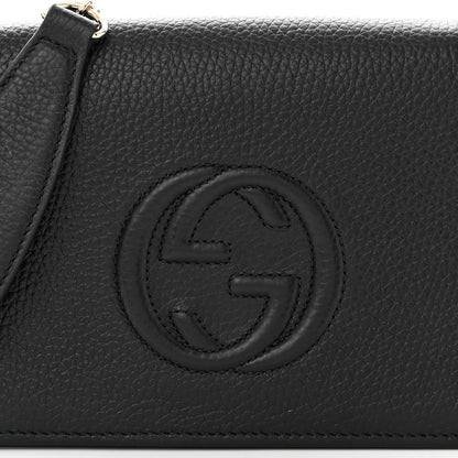 Gucci Pebbled Calfskin Soho Wallet On Chain Black 7 of 9