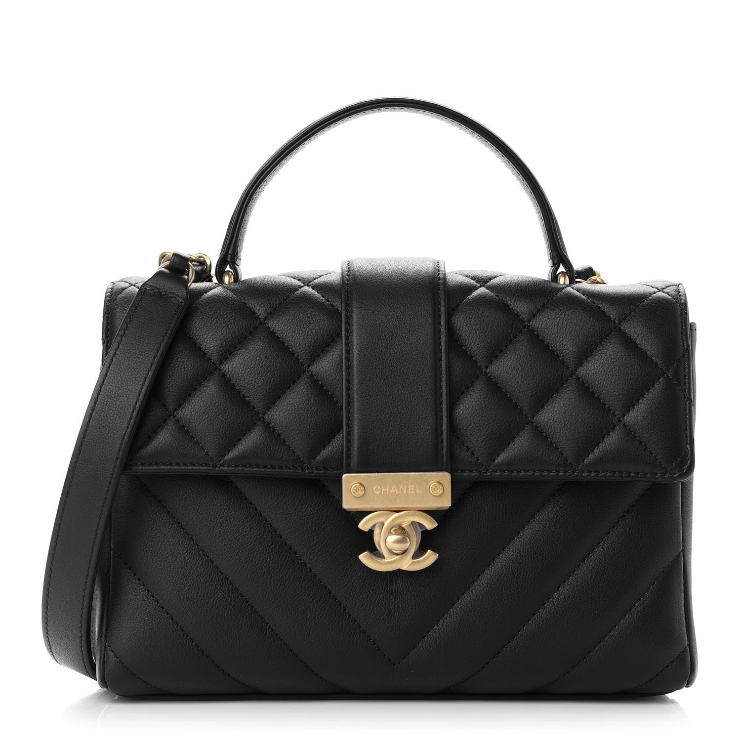 Chanel Calfskin Quilted Chevron In The City Bag Black 1 of 9