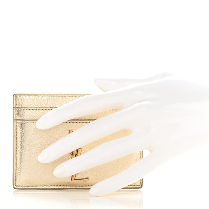 Saint Laurent Metallic Calfskin Monogram Credit Card Case Gold 2 of 10