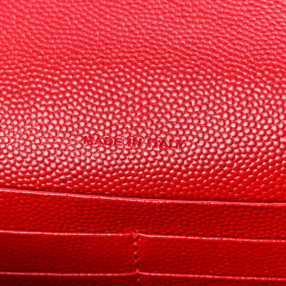 Saint Laurent Grain De Poudre Matelasse Chevron Monogram Envelope Chain Wallet New Red 7 of 12