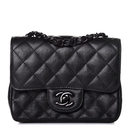 Chanel Crumpled Calfskin Quilted Mini Square Flap So Black 1 of 9