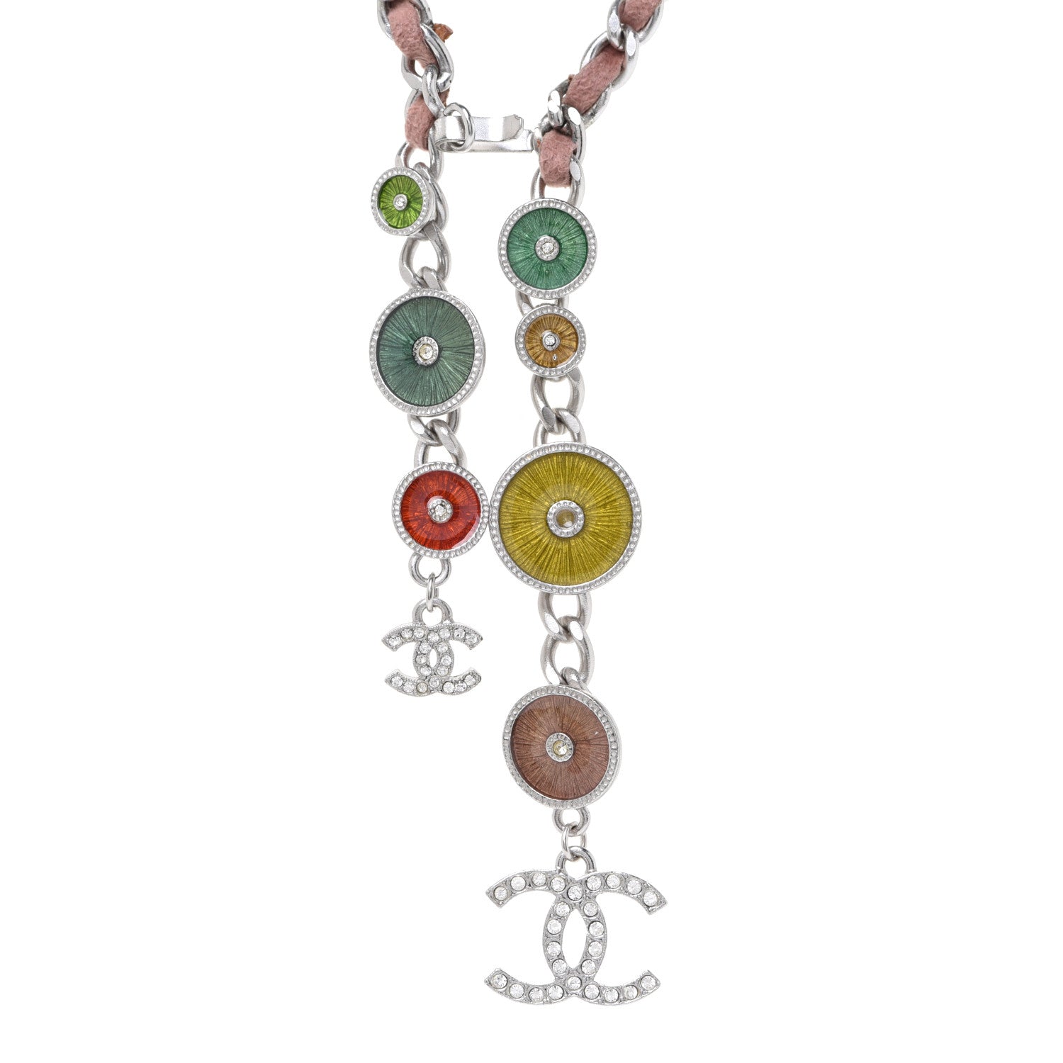 Chanel Lambskin Gripoix Poured Glass Crystal CC Charm Chain Belt Silver 3 of 7