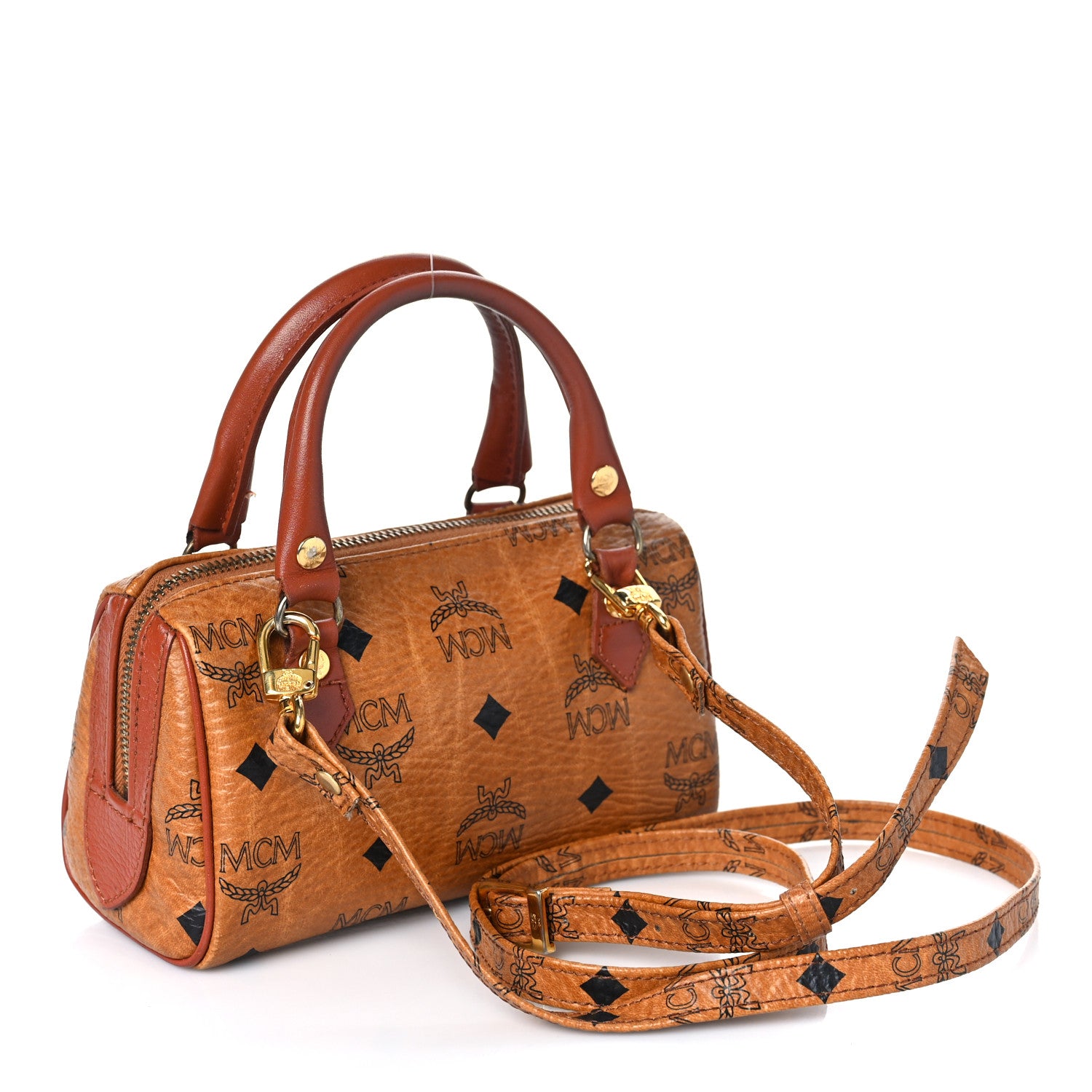 MCM Visetos Mini Boston Bag Cognac 2 of 8