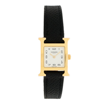 Hermes Stainless Steel Epsom 17.2mm Heure H Hour Quartz Watch Noir 1 of 5