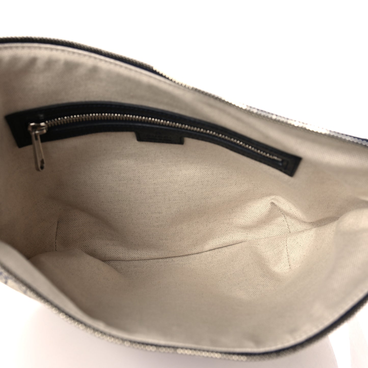 GG Supreme Monogram Textured Dollar Calfskin Web Small Ophidia Half Moon Hobo Beige Blue