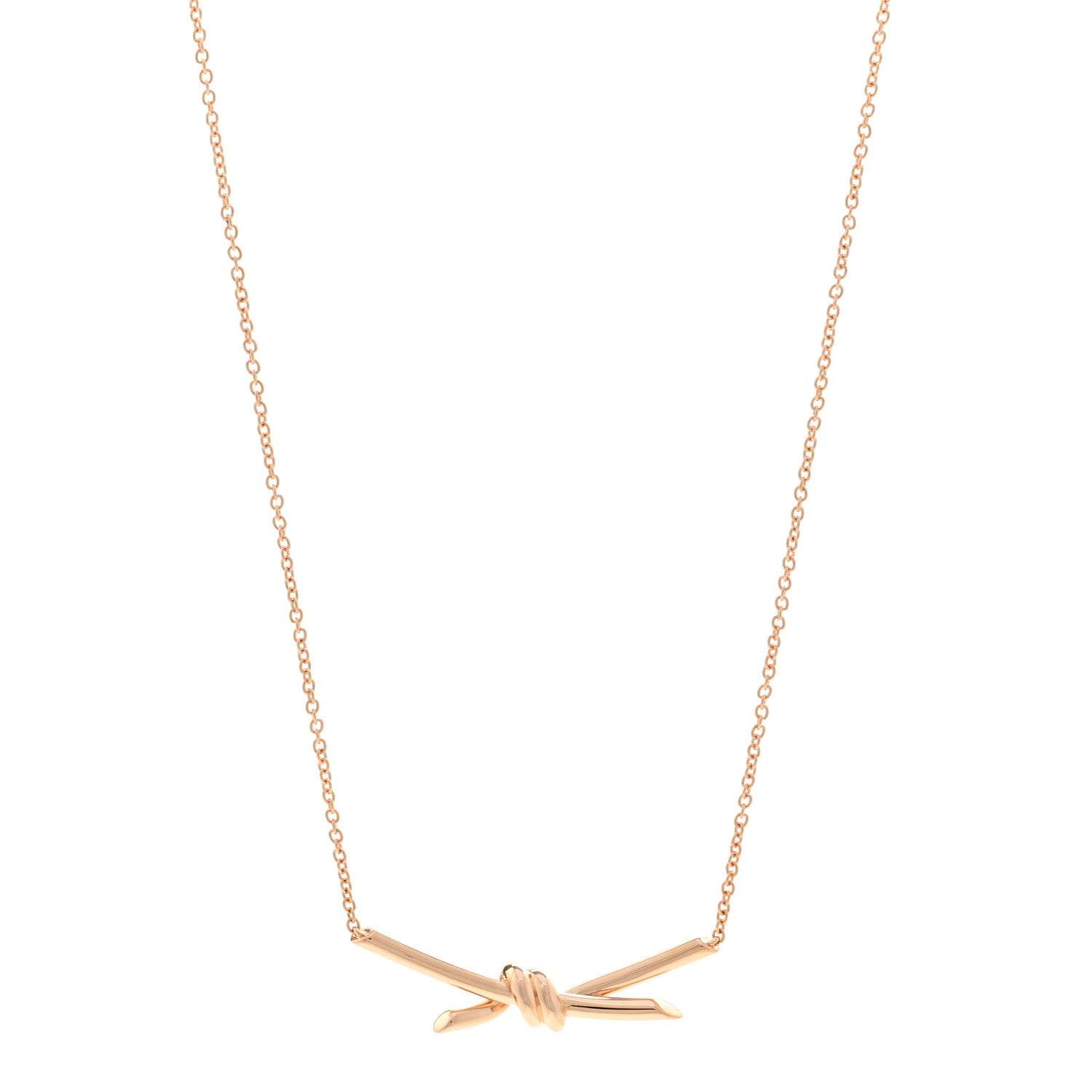 Tiffany 18K Rose Gold Knot Necklace 1 of 5
