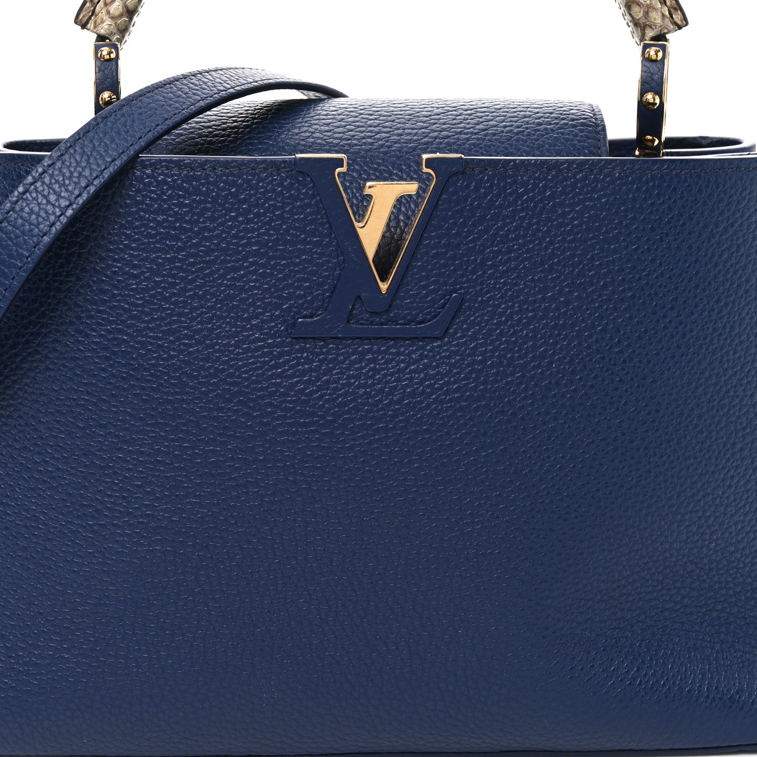 Louis Vuitton Taurillon Snakeskin Capucines MM Blue 7 of 9
