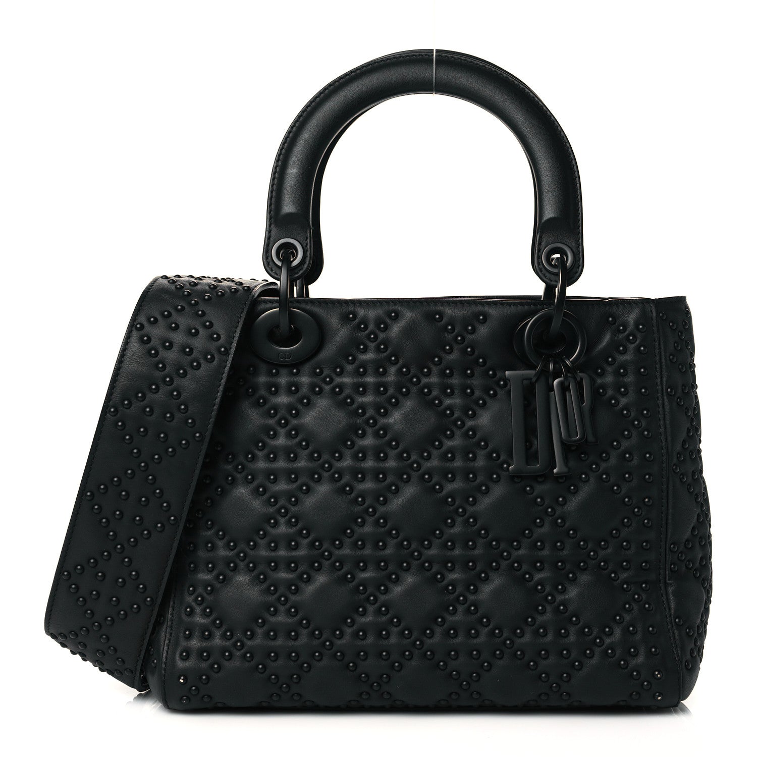 Christian Dior Calfskin Cannage Studded Medium Supple Lady Dior Black 1 of 10