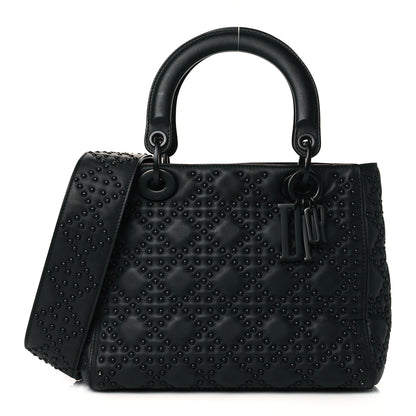 Christian Dior Calfskin Cannage Studded Medium Supple Lady Dior Black 1 of 10
