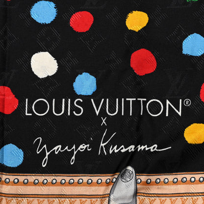 Louis Vuitton X Kusama Silk Wool Painted Dots Scarf Black Multi 2 of 3