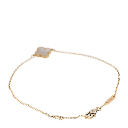 Van Cleef & Arpels 18K Yellow Gold Mother of Pearl Sweet Alhambra Bracelet 3 of 6