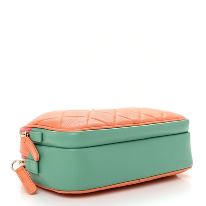 Chanel Goatskin Quilted Tri-Color In & Out Waist Bag Orange Green Pink 6 of 13