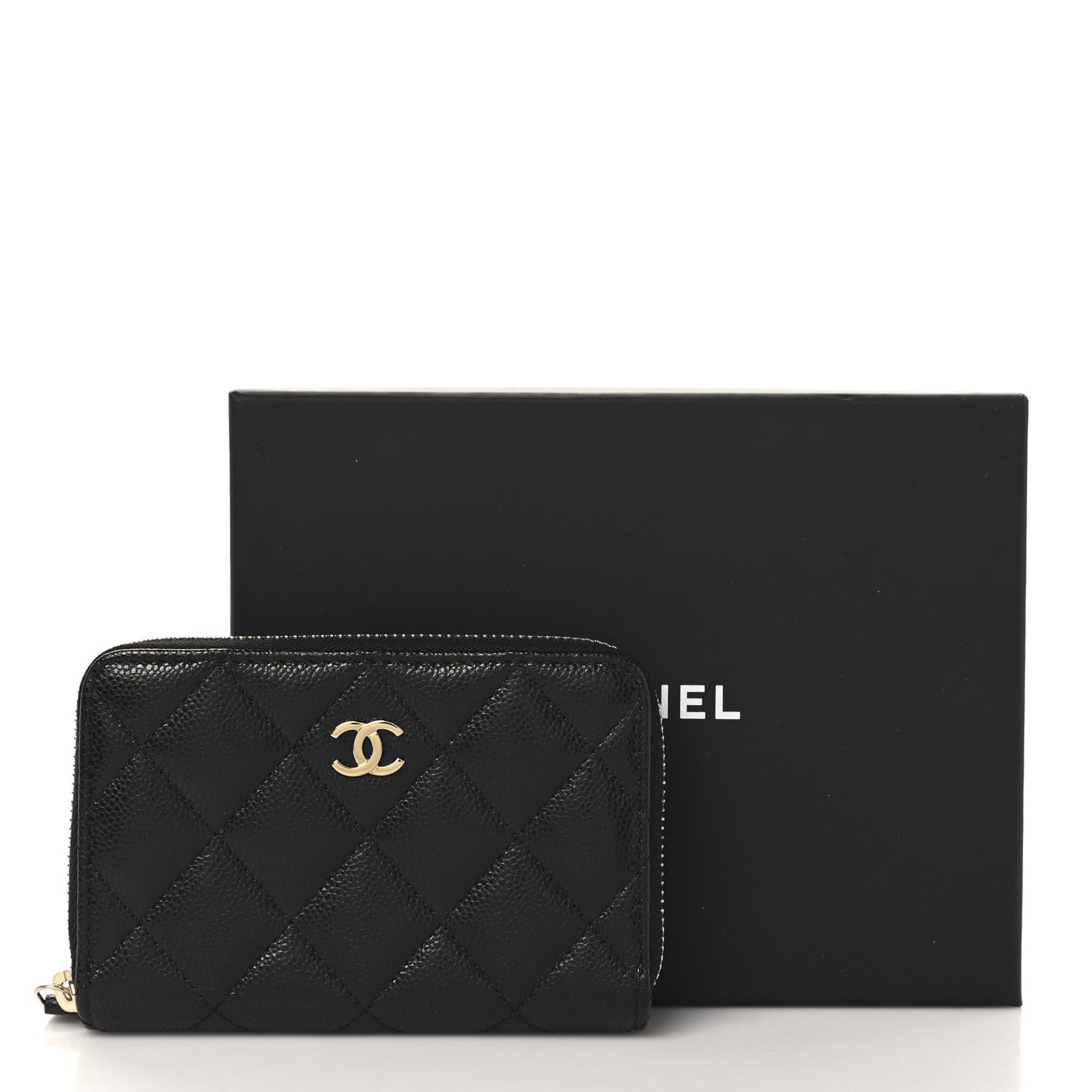 Caviar Quilted Zip Coin Purse Black