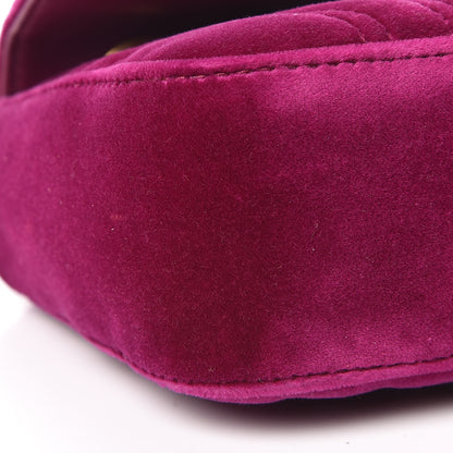 Gucci Velvet Matelasse Mini GG Marmont Shoulder Bag Fuchsia Violet Cyclamen 8 of 11
