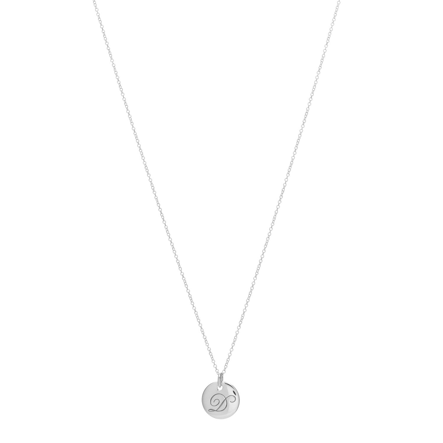Tiffany Sterling Silver Letter D Disc Pendant Necklace 1 of 3