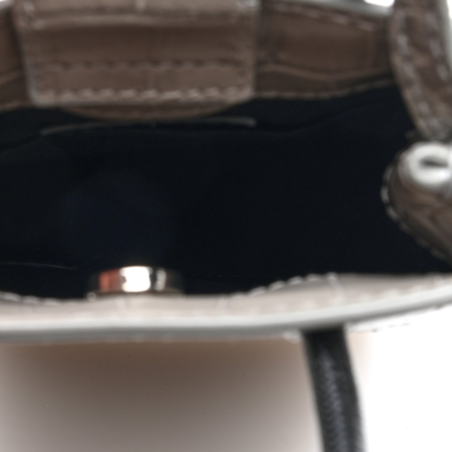 Calfskin Crocodile Embossed Logo Shopping Phone Holder Bag Steel Grey