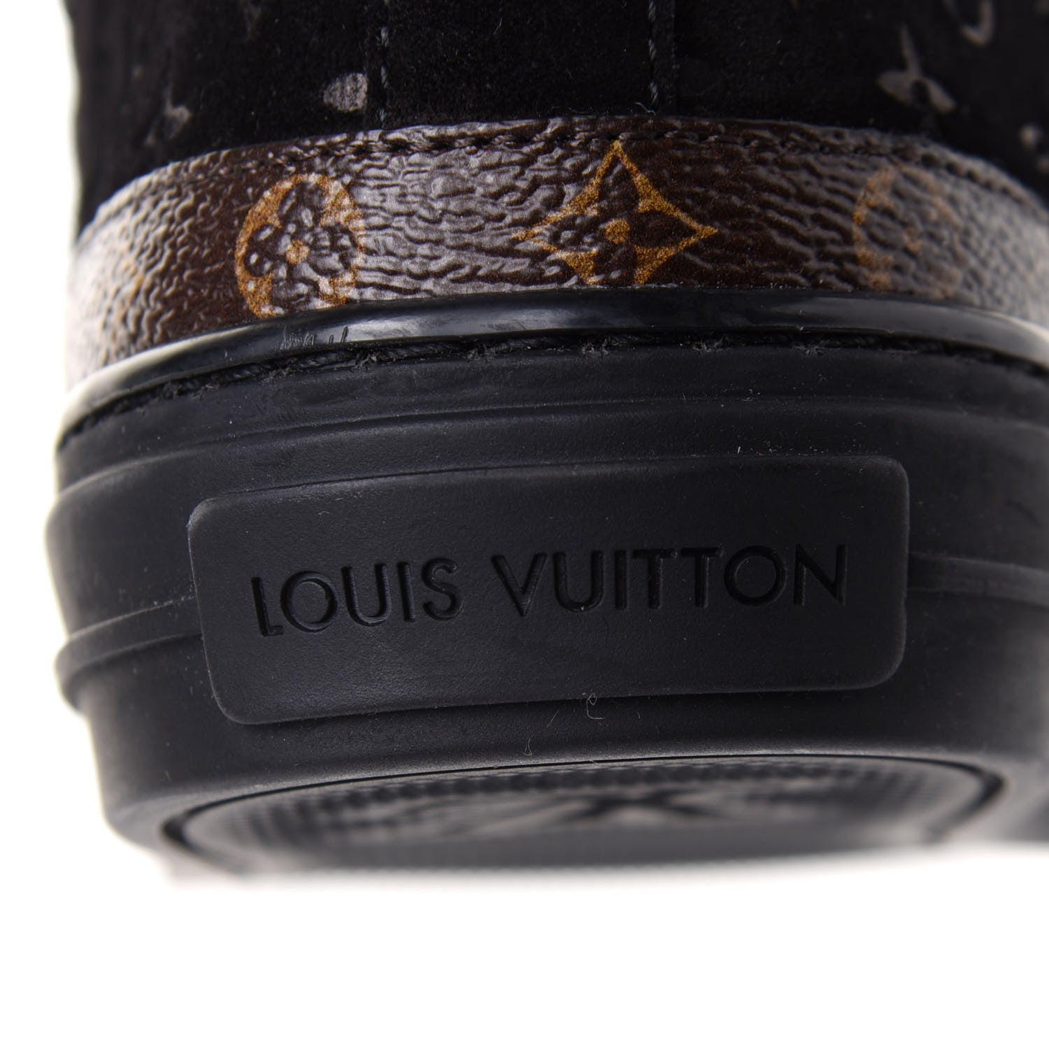Louis Vuitton Suede Calfskin Monogram Embossed Snowball Flat Half Boots 35.5 Black 8 of 8