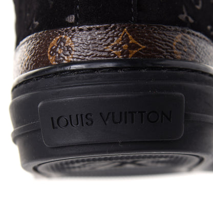 Louis Vuitton Suede Calfskin Monogram Embossed Snowball Flat Half Boots 35.5 Black 8 of 8