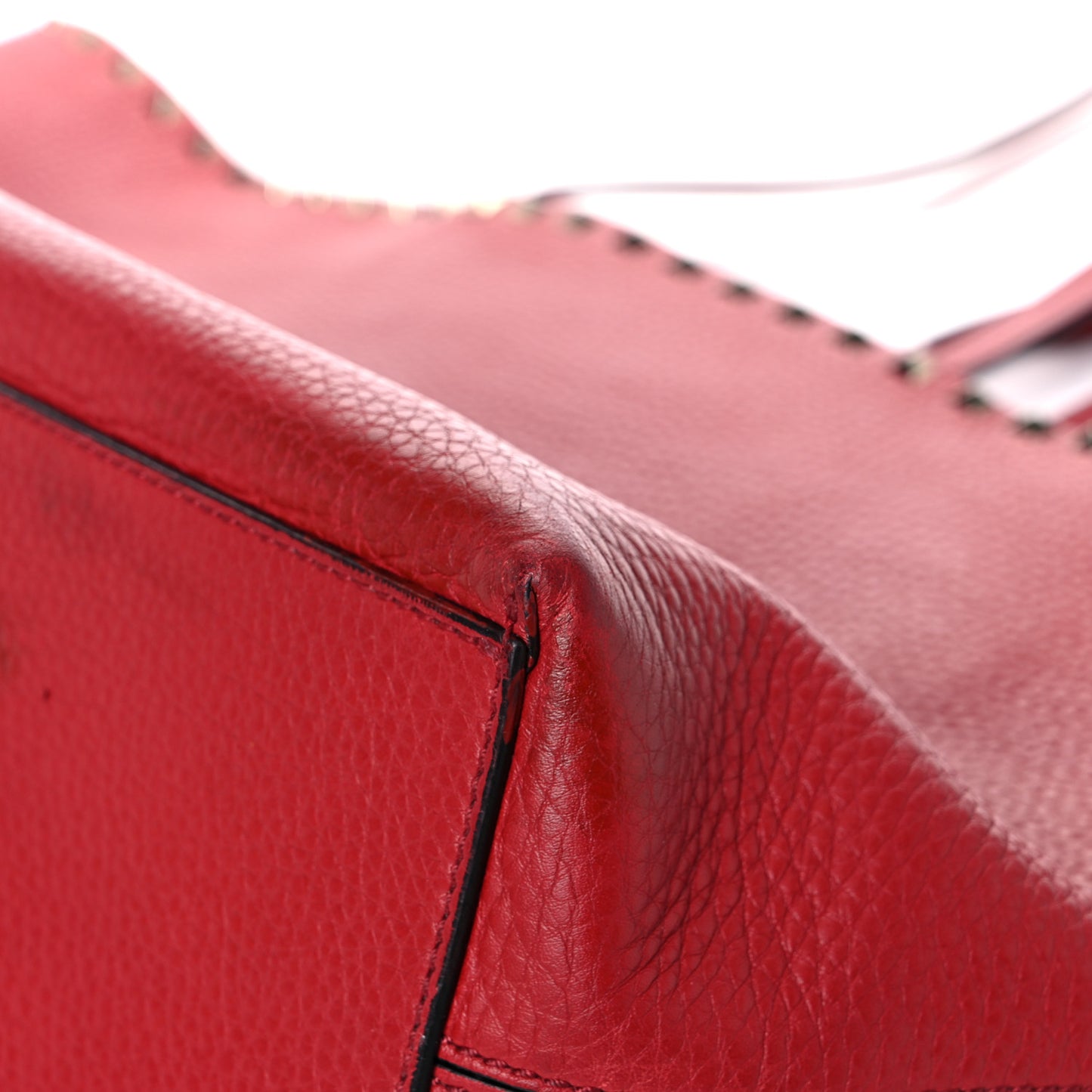 Grained Calfskin Rockstud Shoulder Tote Rosso Valentino
