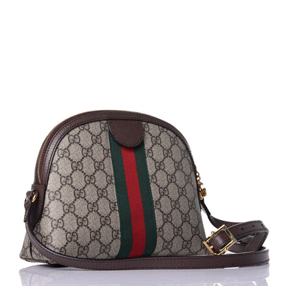 Gucci GG Supreme Monogram Textured Dollar Calfskin Web Small Ophidia Dome Shoulder Bag Beige Ebony New Acero 4 of 11