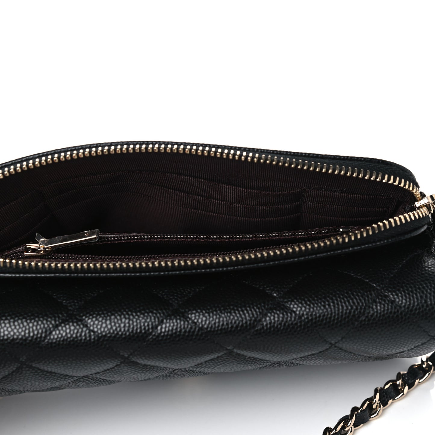 Caviar Quilted Flap Phone Holder With Chain Black