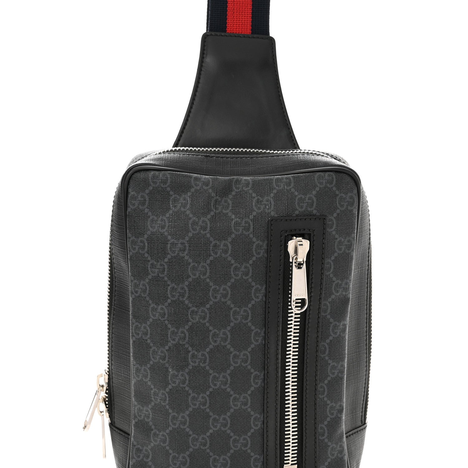 Gucci GG Supreme Monogram Web Belt Bag Black Grey 8 of 13