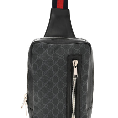 Gucci GG Supreme Monogram Web Belt Bag Black Grey 8 of 13