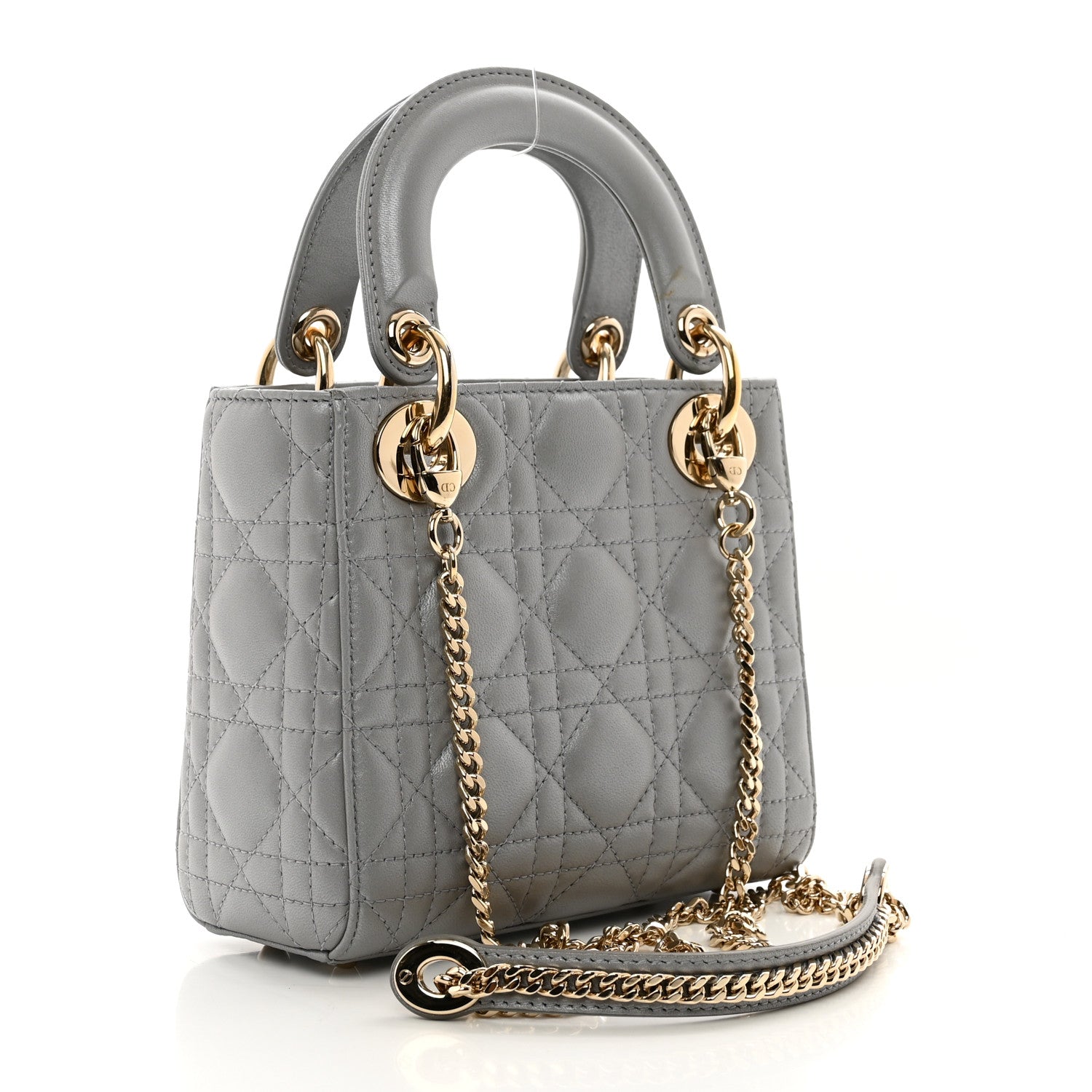 Christian Dior Lambskin Cannage Mini Lady Dior Gray Opaline 2 of 10