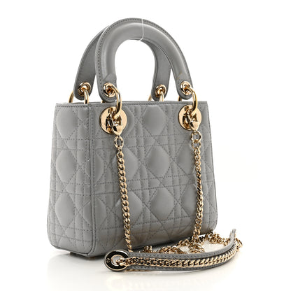 Christian Dior Lambskin Cannage Mini Lady Dior Gray Opaline 2 of 10