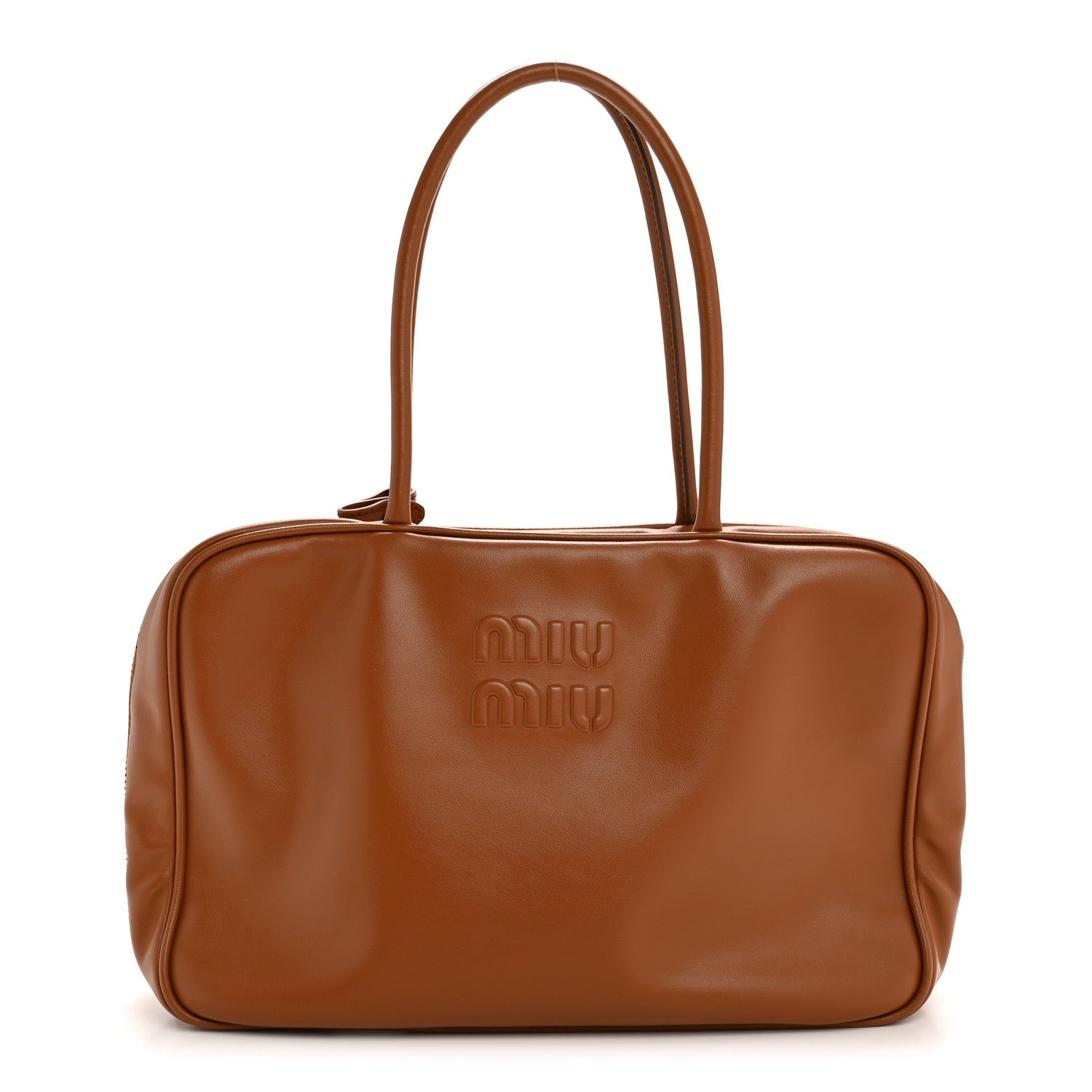 Miu Miu Soft Calf Softy Large Beau Top Handle Bag Cognac 1 of 13