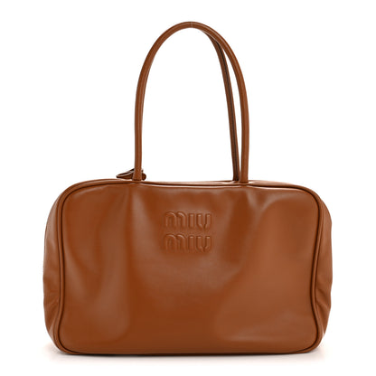 Miu Miu Soft Calf Softy Large Beau Top Handle Bag Cognac 1 of 13