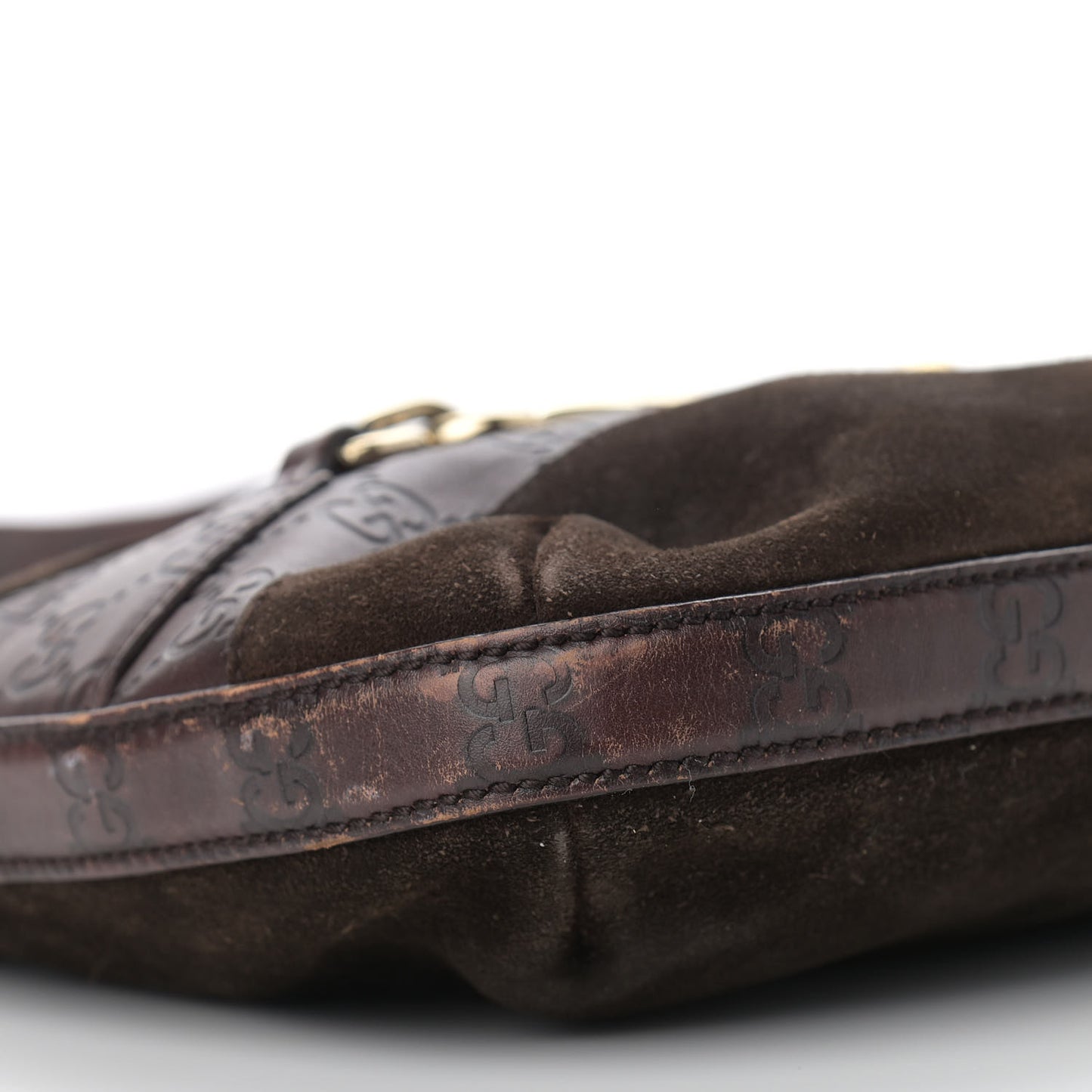 Guccissima Suede Hasler Hobo Dark Brown