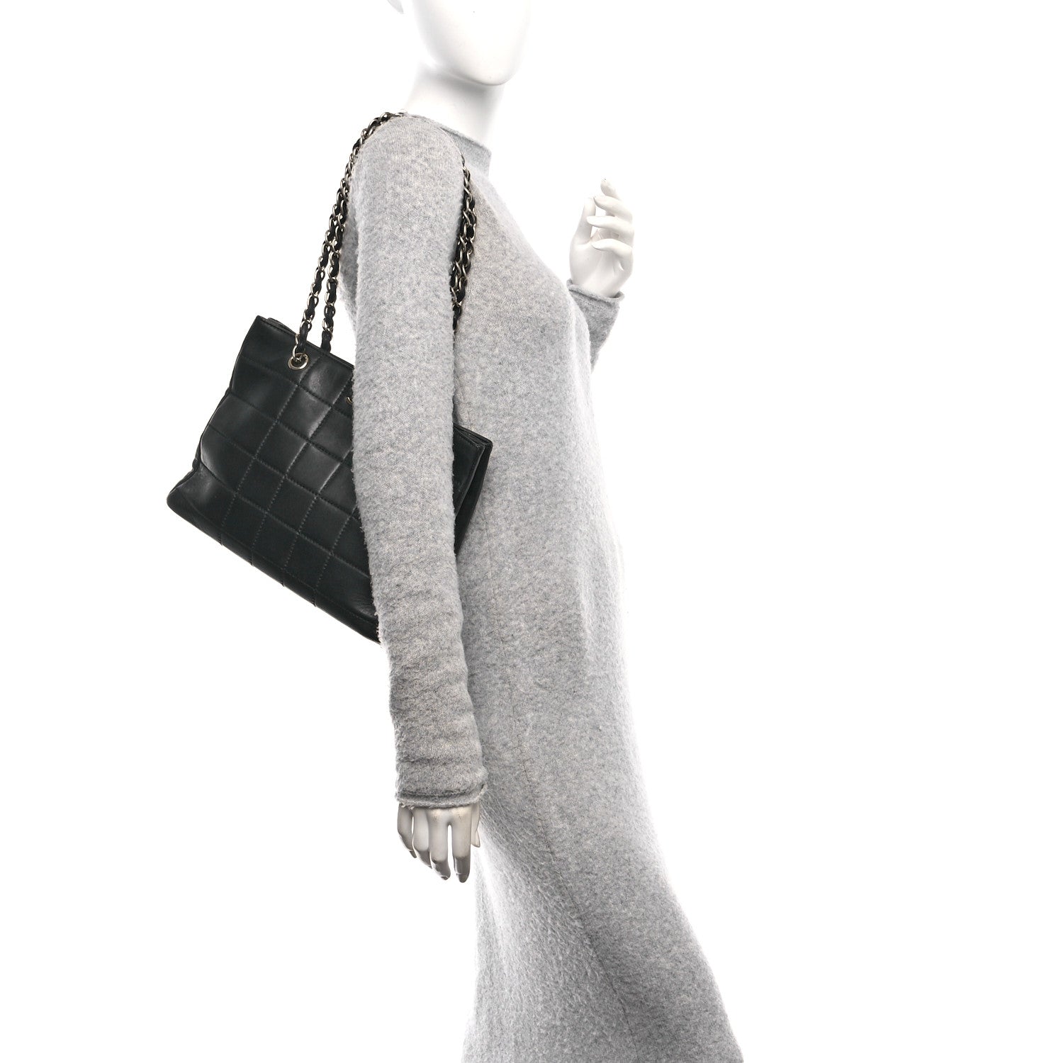 Chanel Calfskin Stitched Chocolate Bar Shopping Tote Black 2 of 11