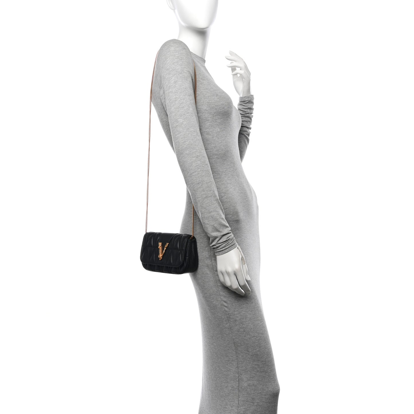 Nappa Quilted Virtus Evening Bag Black