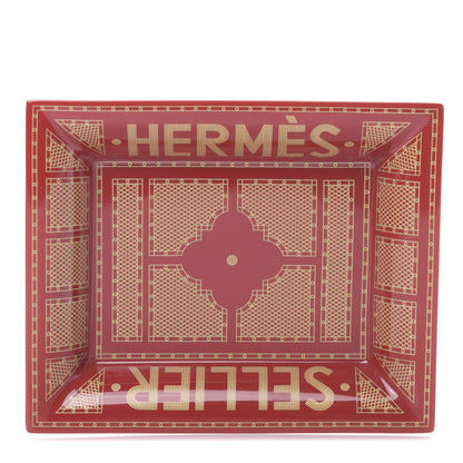 Hermes Porcelain Sellier Change Tray Rouge Or 1 of 5