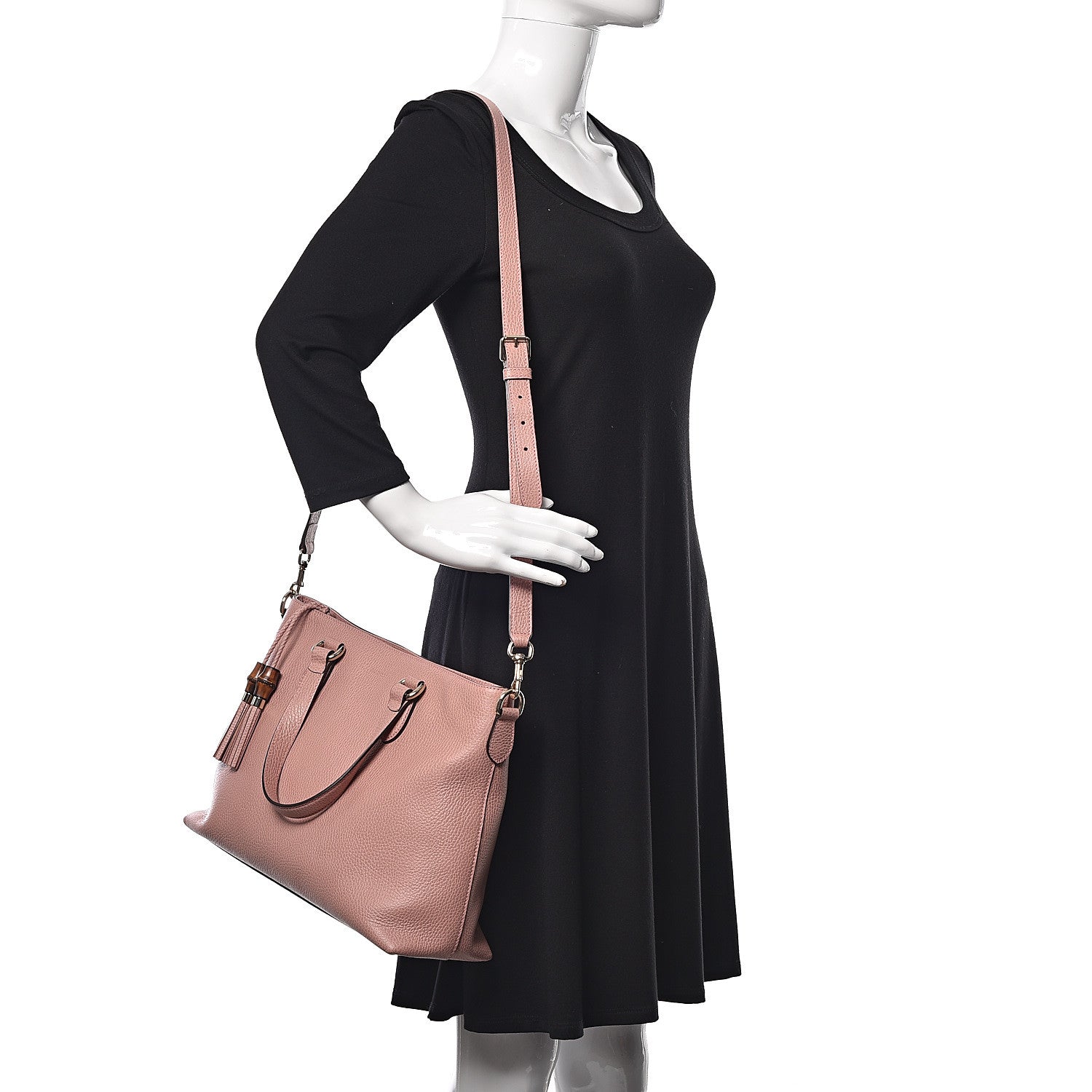 Gucci Calfskin Bamboo Tassel Top Handle Tote Soft Pink 4 of 13